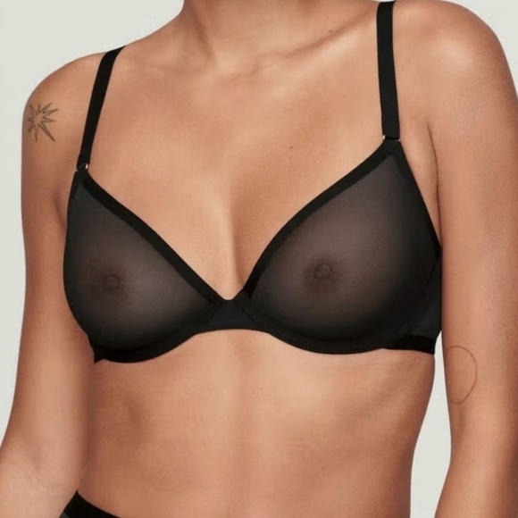 Cupp The Plunge Mesh Bra Size 34G In Black. - Picture 2 of 15